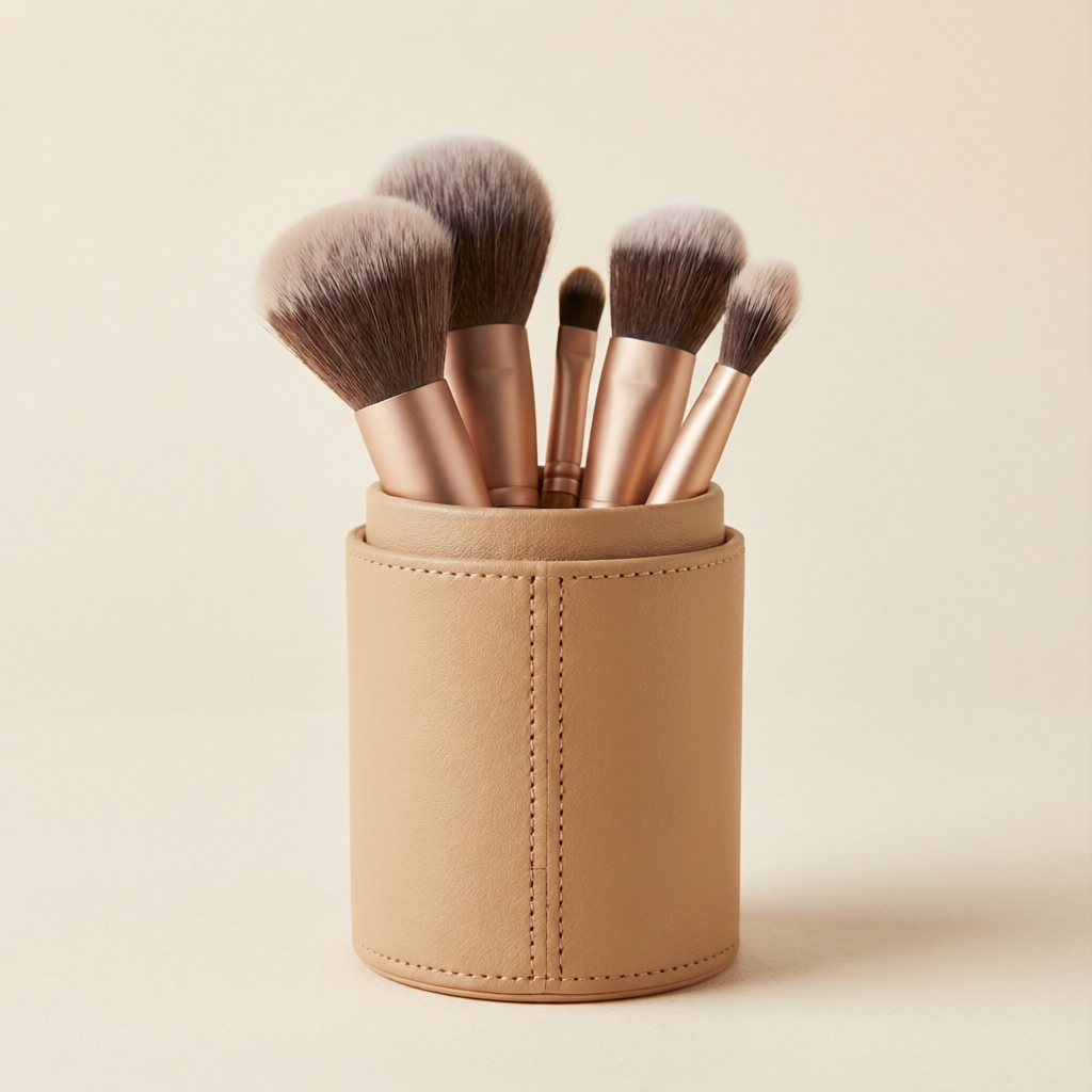 Travel Makeup Brush Holder Taupe